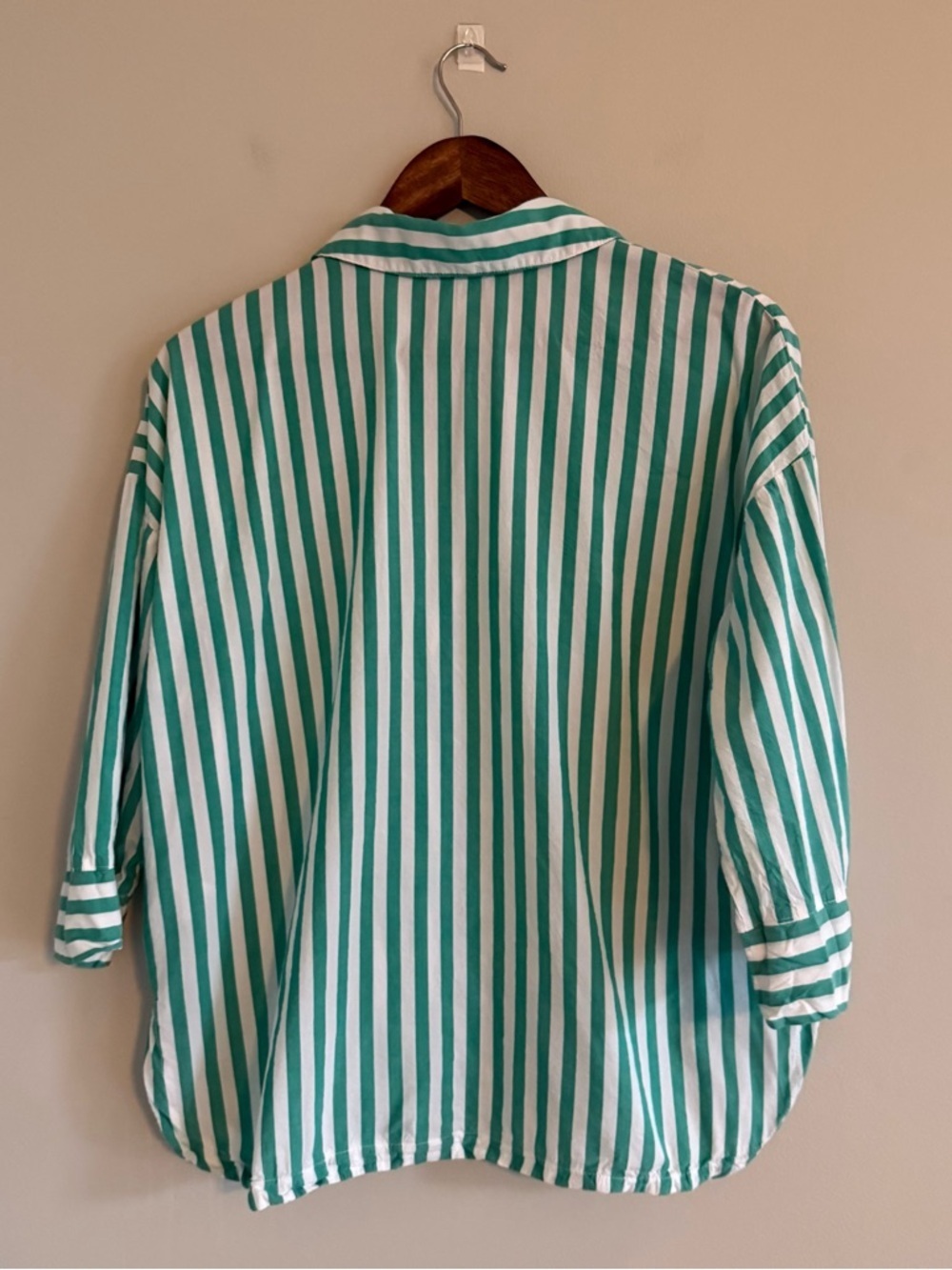 Striped Green & White Button-Down Shirt - Relaxed Fit - Picture 6 of 8